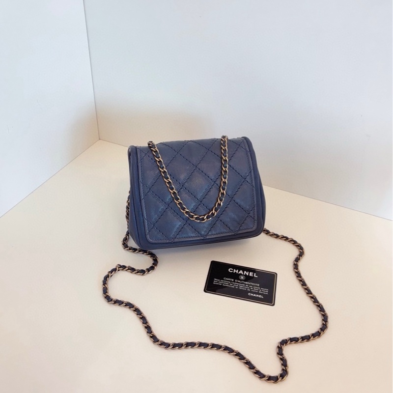 ✨Chanel CF方胖子 霧霾灰藍色 絕版 有保卡💙-2