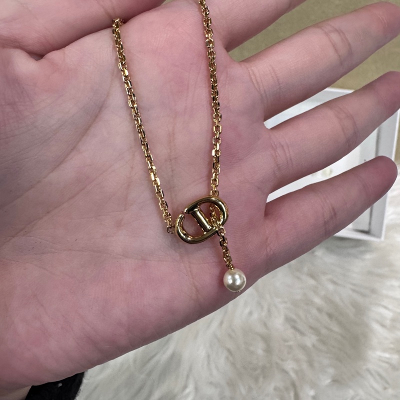 Dior CD Navy 白珍珠吊墜項鍊 近全新-2