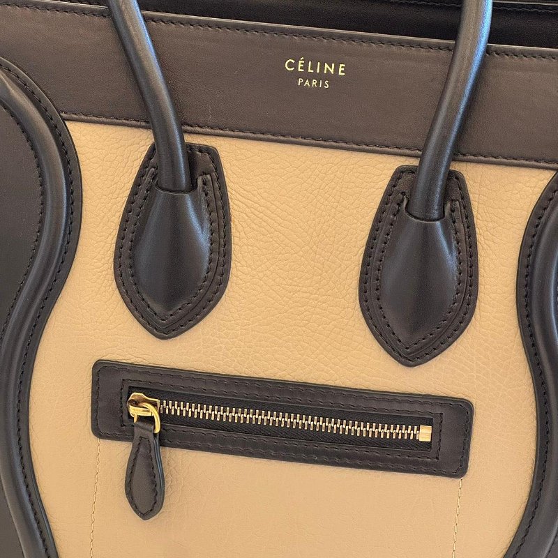 *SHIHNA名牌精品* CELINE 三色牛皮拼接手提 冏包/笑臉包-1