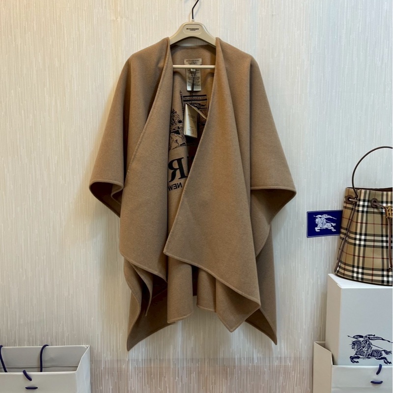 BURBERRY英國蜜色刺繡字母羊絨披肩-2