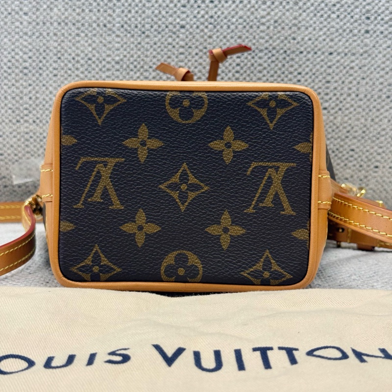 LOUIS VUITTON NOE 可拆卸可調節肩帶抽繩 牛皮 水桶包手提單肩斜挎包 迷你 女款 棕色老花-4