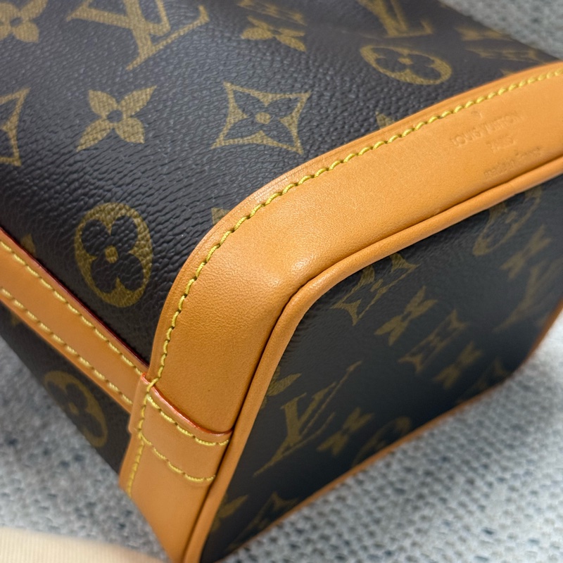 LOUIS VUITTON NOE 可拆卸可調節肩帶抽繩 牛皮 水桶包手提單肩斜挎包 迷你 女款 棕色老花-8