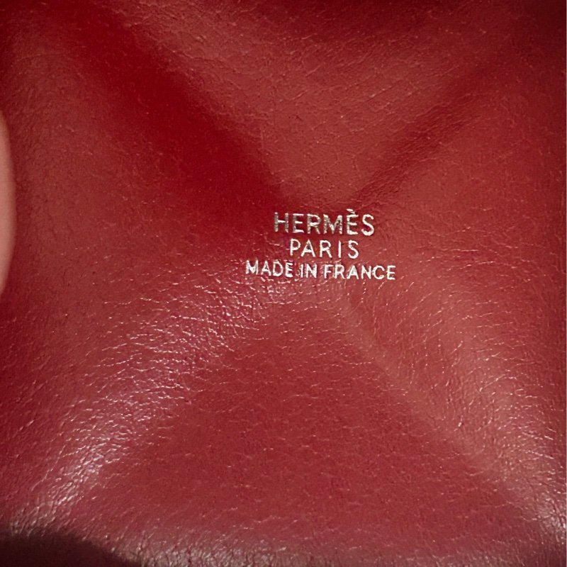 Hermes(貝萊爾 波爾多紅皮革零錢包）掛式項鍊 👩🏻‍🦰中古稀有款*刻印□E*；分享價！-4