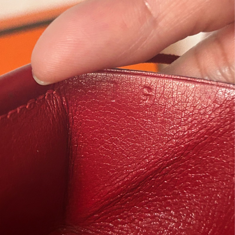 Hermes(貝萊爾 波爾多紅皮革零錢包）掛式項鍊 👩🏻‍🦰中古稀有款*刻印□E*；分享價！-17