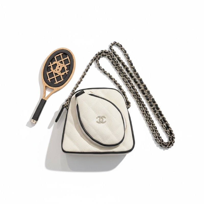 CHANEL 香奈兒 MINI網球包 帆布 白色 金扣 2022-2023 AP3150-0