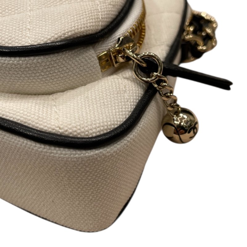 CHANEL 香奈兒 MINI網球包 帆布 白色 金扣 2022-2023 AP3150-6