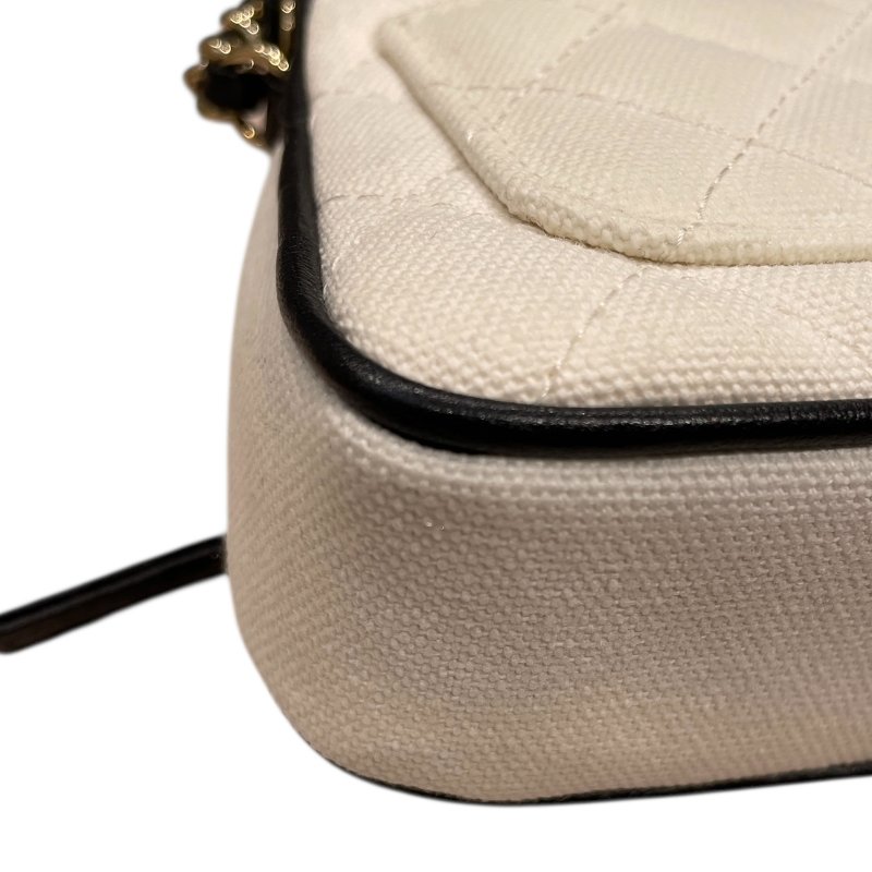 CHANEL 香奈兒 MINI網球包 帆布 白色 金扣 2022-2023 AP3150-7