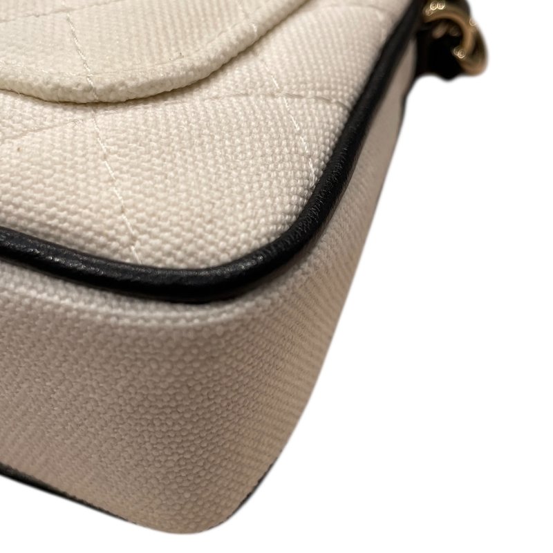 CHANEL 香奈兒 MINI網球包 帆布 白色 金扣 2022-2023 AP3150-8