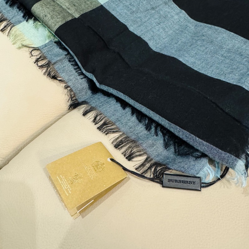 Burberry 博柏利 經典格紋圍巾/藍色款/140*140cm/全新閒置美品-3