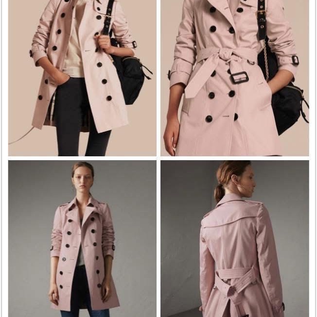 BURBERRY英國冰晶粉紅風衣UK8-0