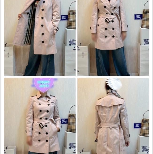 BURBERRY英國冰晶粉紅風衣UK8-1