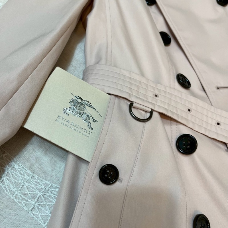 BURBERRY英國冰晶粉紅風衣UK8-8