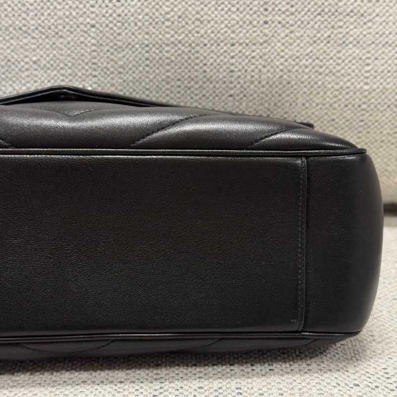 SAINT LAURENT聖羅蘭 LOULOU 絎縫字母Logo標識 小羊皮 單肩包 大號 女款 黑色-11