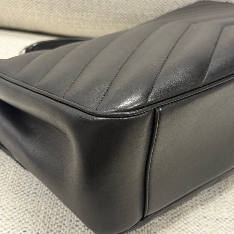 SAINT LAURENT聖羅蘭 LOULOU 絎縫字母Logo標識 小羊皮 單肩包 大號 女款 黑色-14