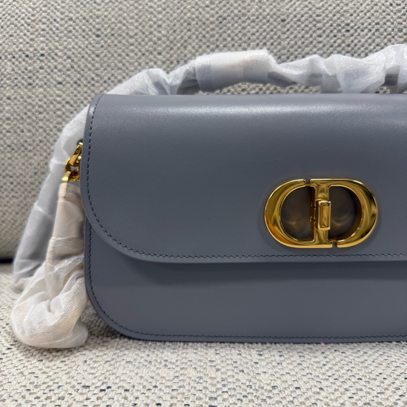 DIOR迪奧 30 Montaigne Avenue CD扣環翻蓋開合 光面牛皮革 單肩斜挎包 女款 夢幻灰色-1