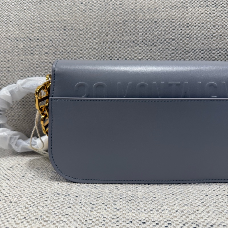 DIOR迪奧 30 Montaigne Avenue CD扣環翻蓋開合 光面牛皮革 單肩斜挎包 女款 夢幻灰色-4