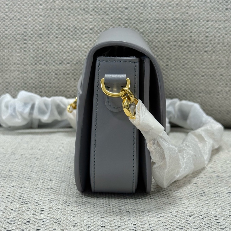 DIOR迪奧 30 Montaigne Avenue CD扣環翻蓋開合 光面牛皮革 單肩斜挎包 女款 夢幻灰色-8