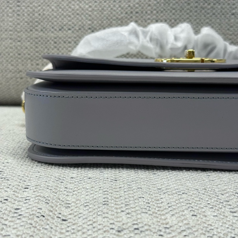 DIOR迪奧 30 Montaigne Avenue CD扣環翻蓋開合 光面牛皮革 單肩斜挎包 女款 夢幻灰色-10