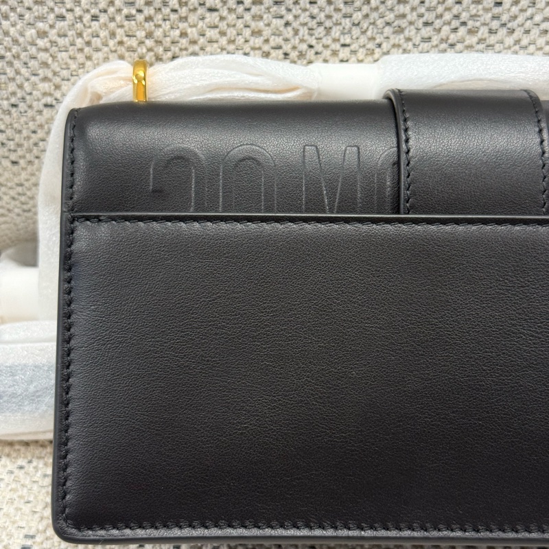 DIOR迪奧 30 Montaigne 可調節可拆卸鏈條翻蓋開合 牛皮革 斜挎包 小號 女款 黑色-4