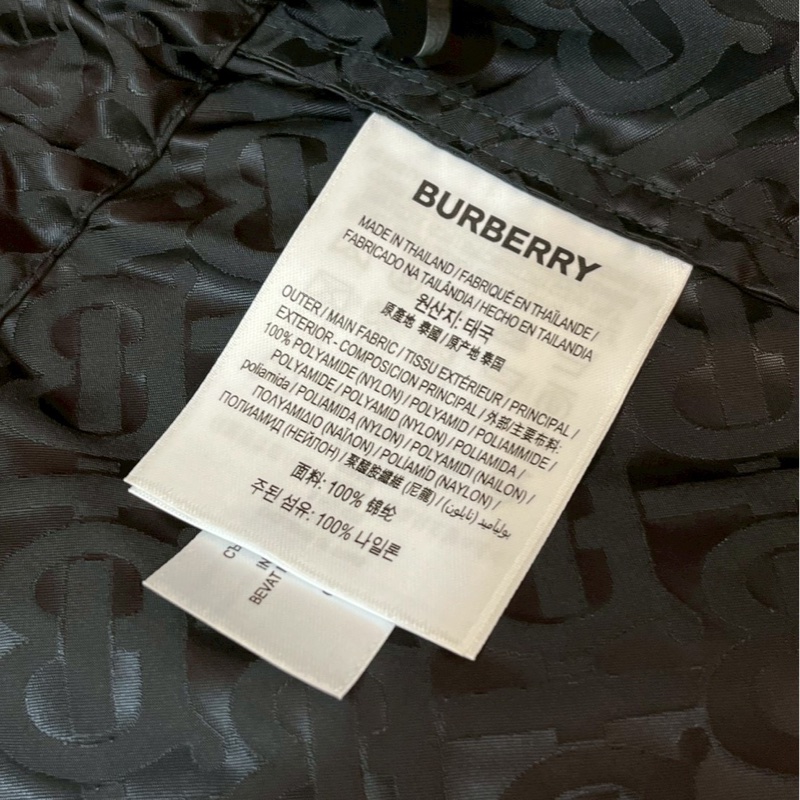 BURBERRY英國黑色專屬標誌提花連帽風雪大衣UK4-9