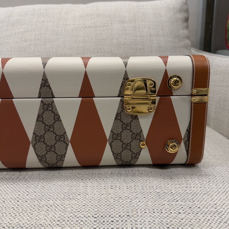 全新GUCCI古馳 雙G徽標鎖扣開合 帆布拼皮革 手提箱旅行箱硬箱-4