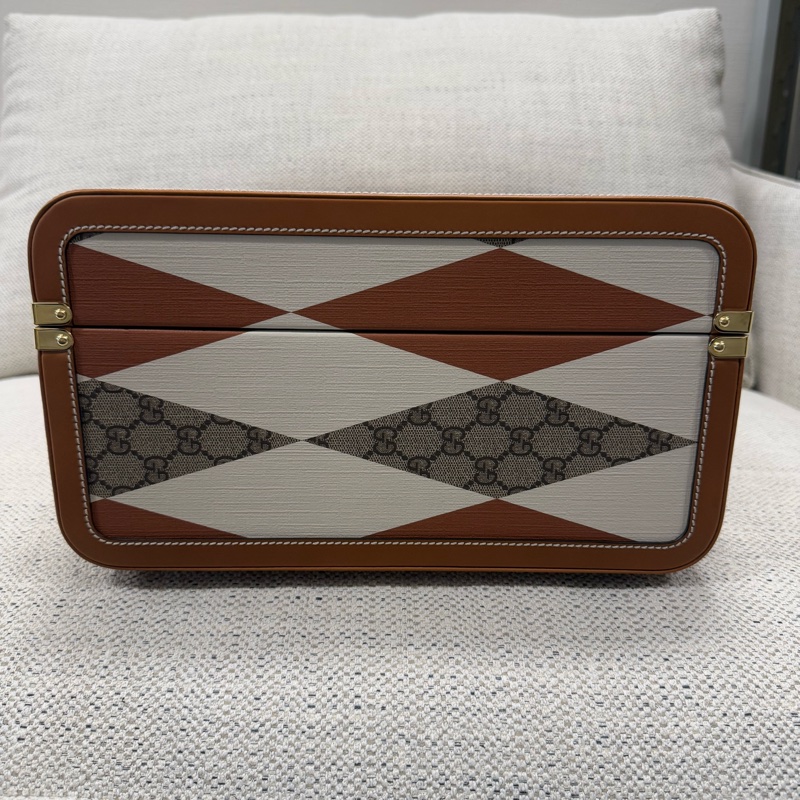 全新GUCCI古馳 雙G徽標鎖扣開合 帆布拼皮革 手提箱旅行箱硬箱-6