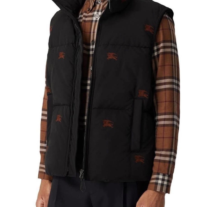 BURBERRY英國男款黑色鵝絨背心XS-1