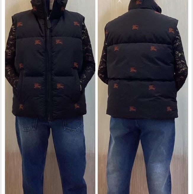 BURBERRY英國男款黑色鵝絨背心XS-3