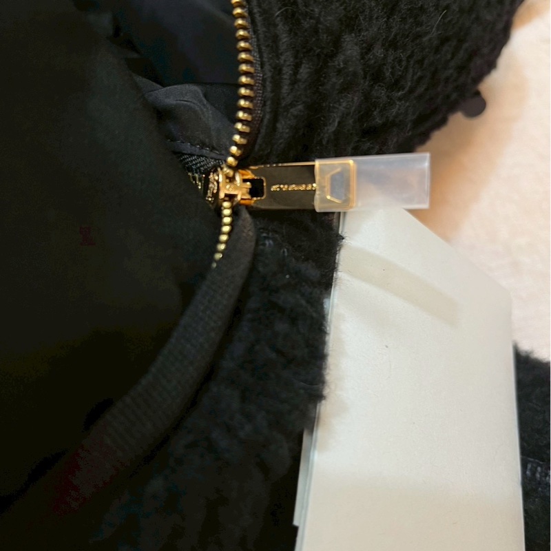 BURBERRY英國黑色徽標絨頭連帽大衣UK6-10