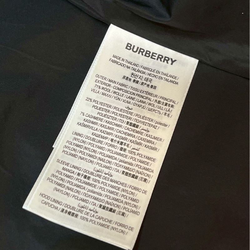BURBERRY英國黑色徽標絨頭連帽大衣UK6-13
