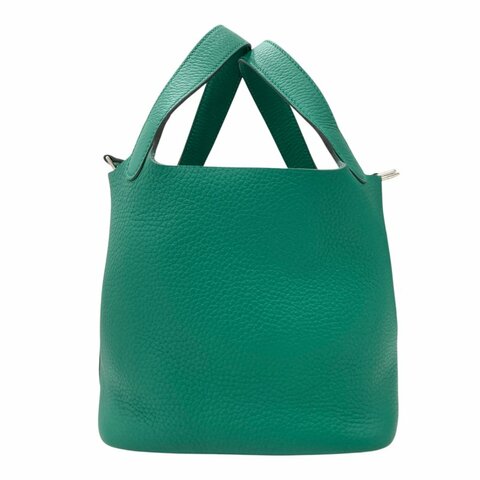 HERMES 愛馬仕 W刻 Picotin 18 菜籃子 牛皮 手挽袋 手提包 綠色 銀釦