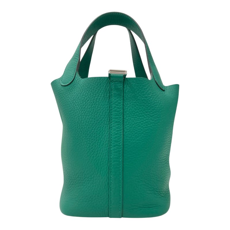 HERMES 愛馬仕 W刻 Picotin 18 菜籃子 牛皮 手挽袋 手提包 綠色 銀釦-1