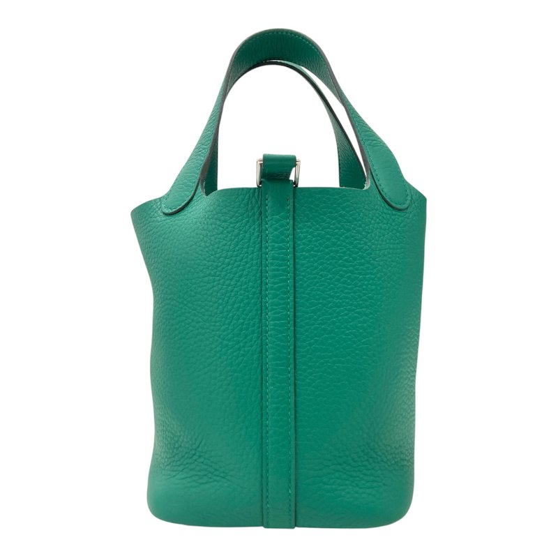 HERMES 愛馬仕 W刻 Picotin 18 菜籃子 牛皮 手挽袋 手提包 綠色 銀釦-3