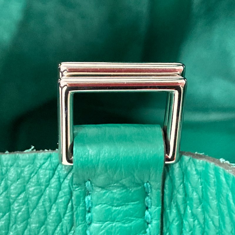 HERMES 愛馬仕 W刻 Picotin 18 菜籃子 牛皮 手挽袋 手提包 綠色 銀釦-11