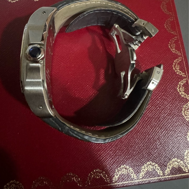 ⌚ Cartier Santos 100 ACIER｜經典方錶 🖤 不鏽鋼款・灰色鱷魚皮錶帶-8