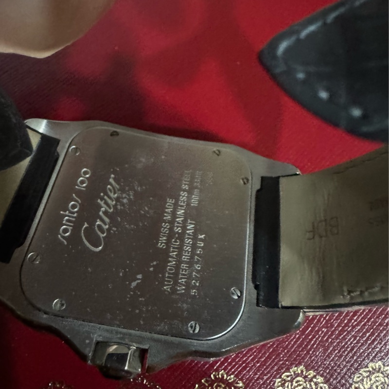 ⌚ Cartier Santos 100 ACIER｜經典方錶 🖤 不鏽鋼款・灰色鱷魚皮錶帶-11