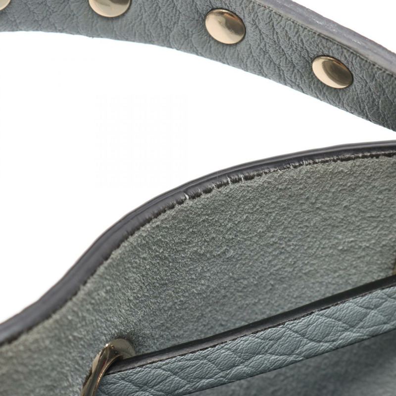 Valentino Garavani 鉚釘抽繩斜背包，藍色二手皮革-4