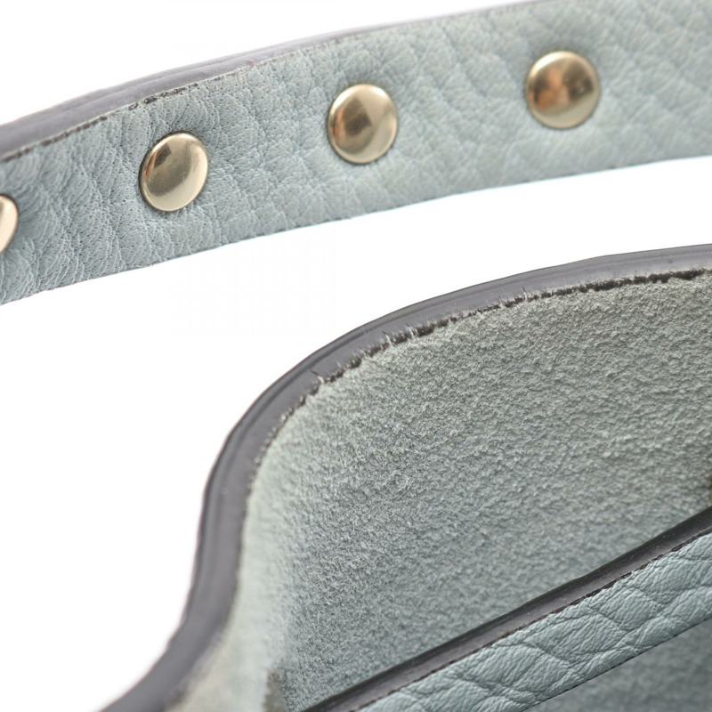 Valentino Garavani 鉚釘抽繩斜背包，藍色二手皮革-6