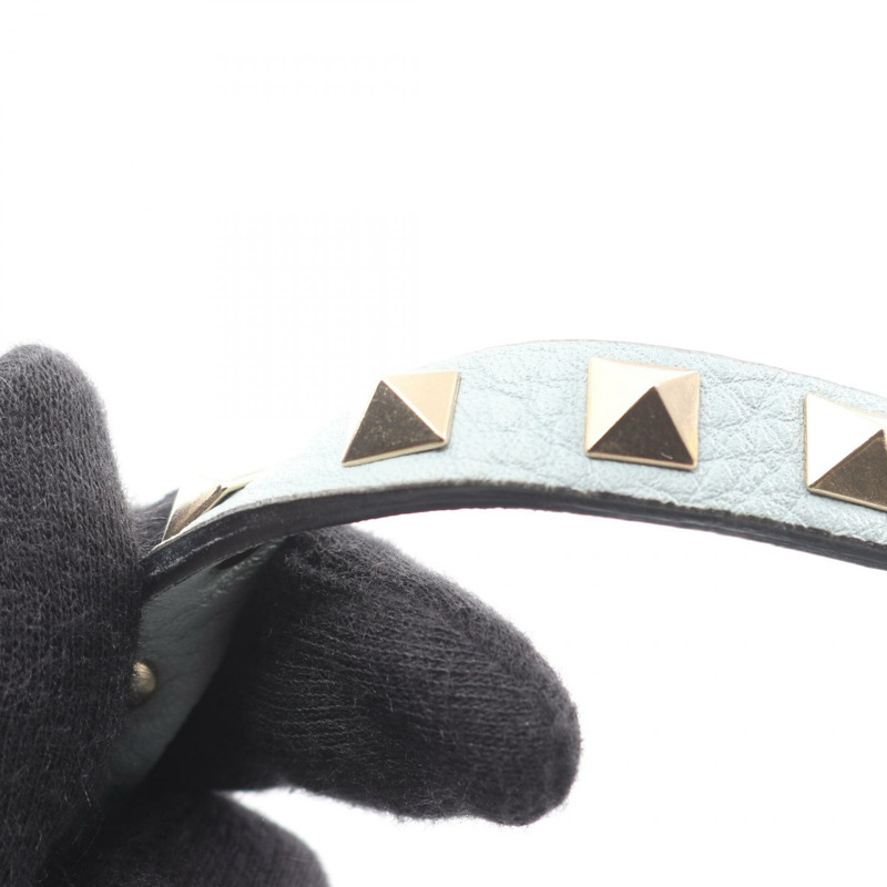 Valentino Garavani 鉚釘抽繩斜背包，藍色二手皮革-8