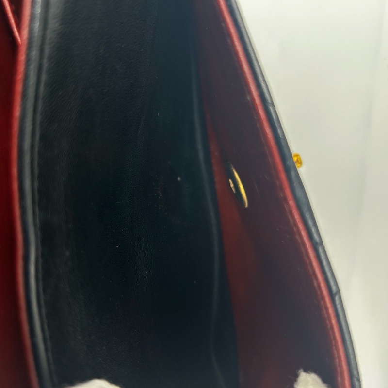 「JL精品代購」 香奈兒中古黑金雙蓋羊皮經典菱格cf23-18