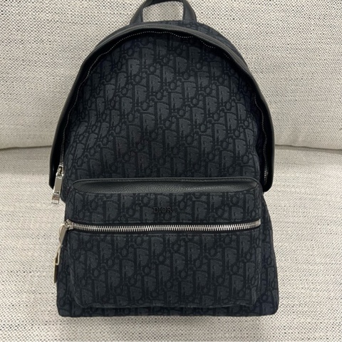 DIOR迪奧 Rider Oblique經典大容量刺繡老花滿印暗紋提花 織物 背包雙肩包 常規 男款 黑色