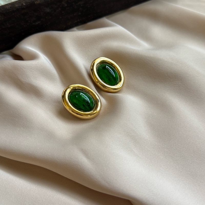 Christian Dior 迪奧 翡翠綠耳夾 耳環 德國製 迪奧-0