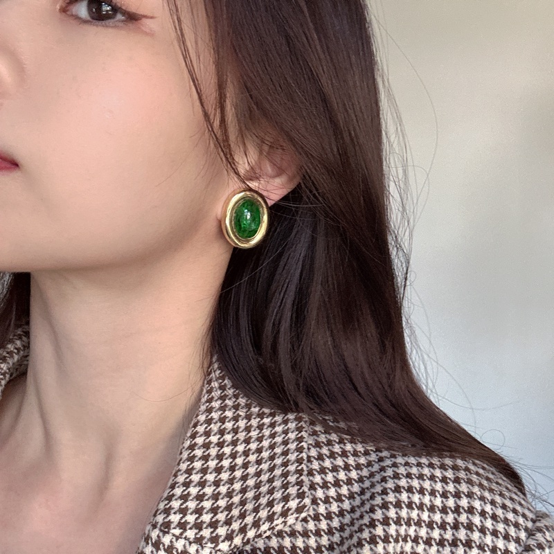 Christian Dior 迪奧 翡翠綠耳夾 耳環 德國製 迪奧-1