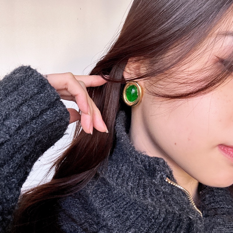 Christian Dior 迪奧 翡翠綠耳夾 耳環 德國製 迪奧-3