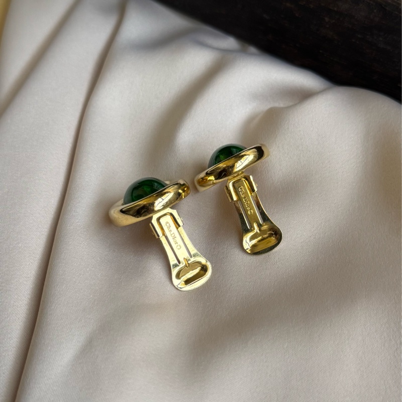 Christian Dior 迪奧 翡翠綠耳夾 耳環 德國製 迪奧-8