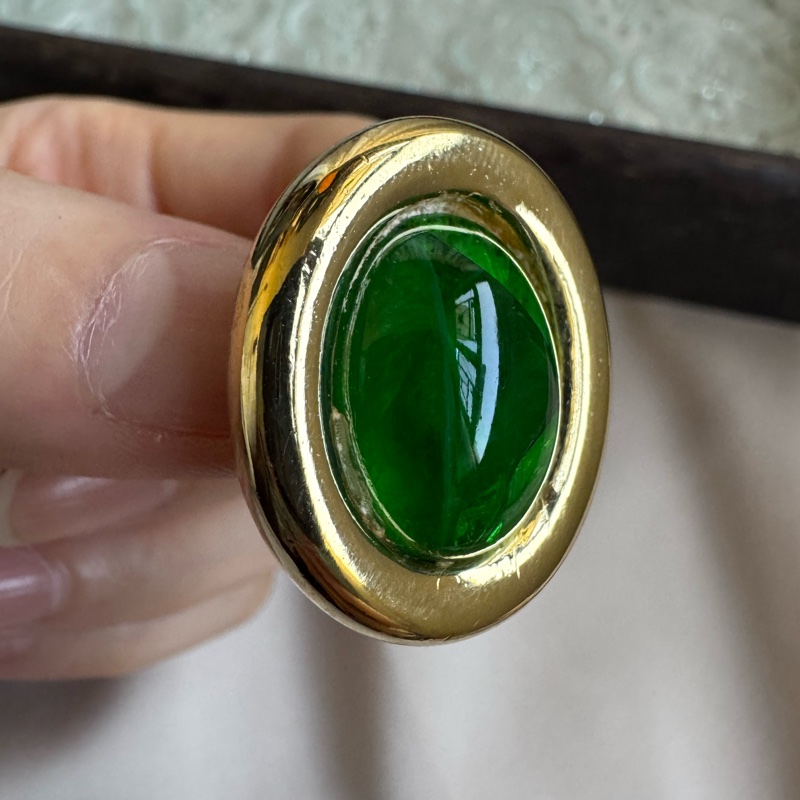 Christian Dior 迪奧 翡翠綠耳夾 耳環 德國製 迪奧-12