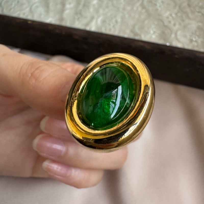 Christian Dior 迪奧 翡翠綠耳夾 耳環 德國製 迪奧-13