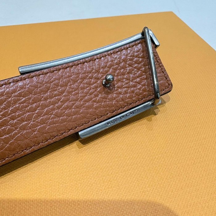 *SHIHNA名牌精品*TOD'S Timeless 仿舊T釦牛皮腰帶(棕色x黑色) 90CM-2