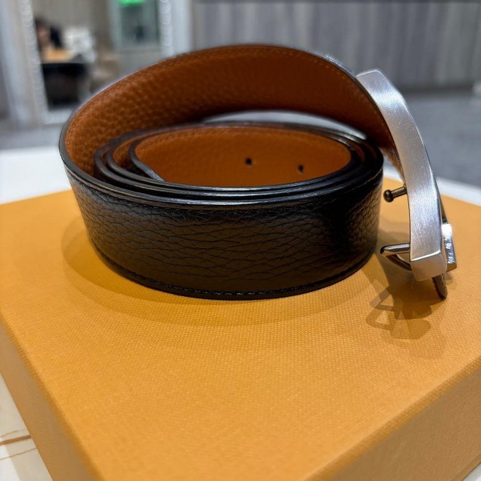 *SHIHNA名牌精品*TOD'S Timeless 仿舊T釦牛皮腰帶(棕色x黑色) 90CM-5