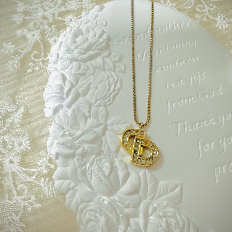 Christian Dior 經典CD標誌水鑽項鍊✨-0